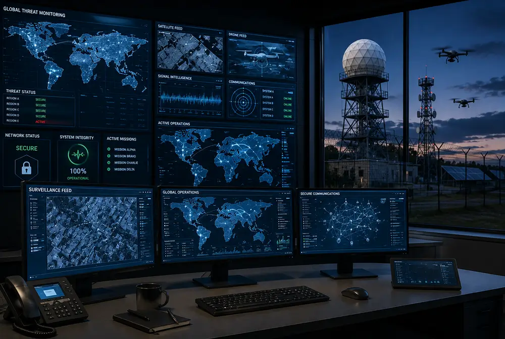 Security and defence operations with advanced surveillance and monitoring technology